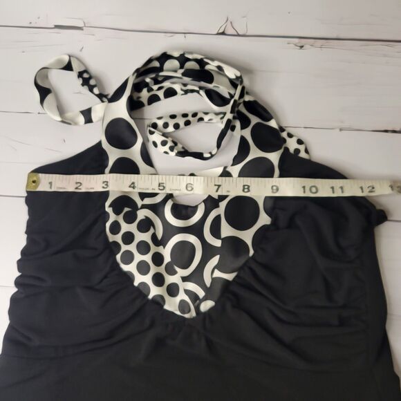 Iz Byer California Y2K halter top black white circles size small - Picture 6 of 11